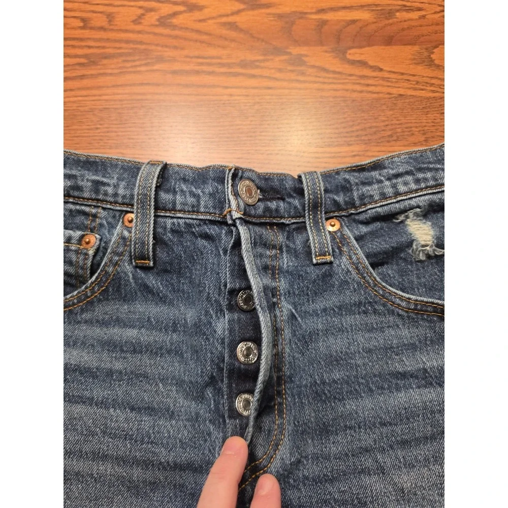 Levi's 501 Jean Shorts Womens Size 27‎ Cut Off Distressed Medium Blue Denim